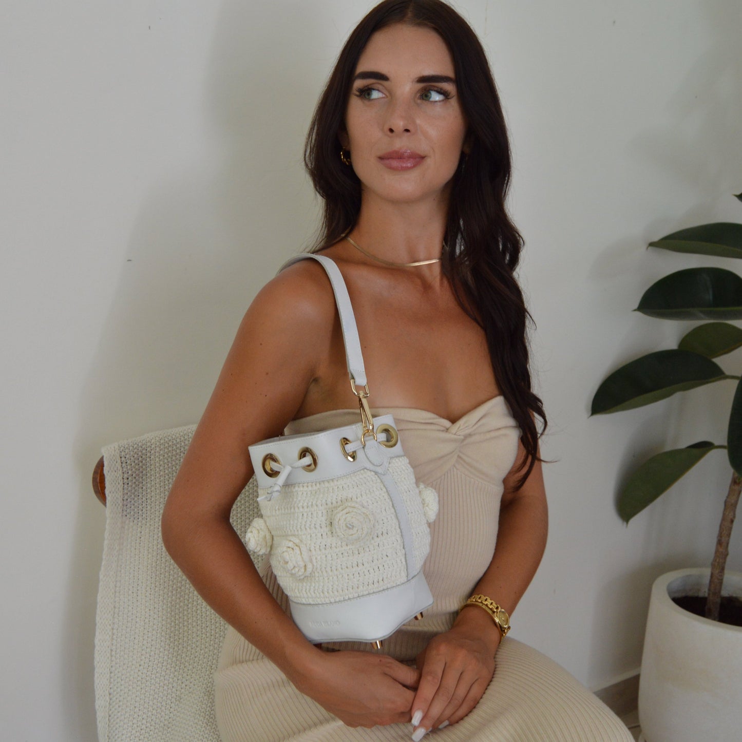 Anggrek Crochet Leather Bag