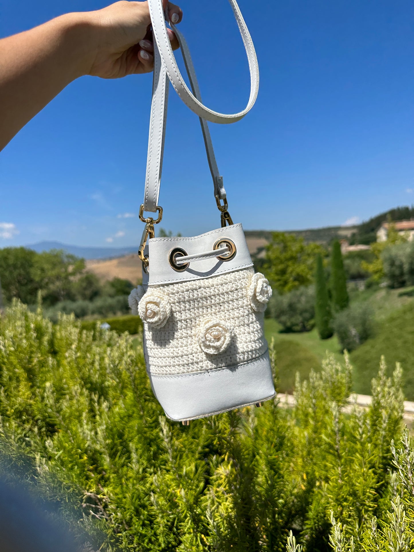 Anggrek Crochet Leather Bag