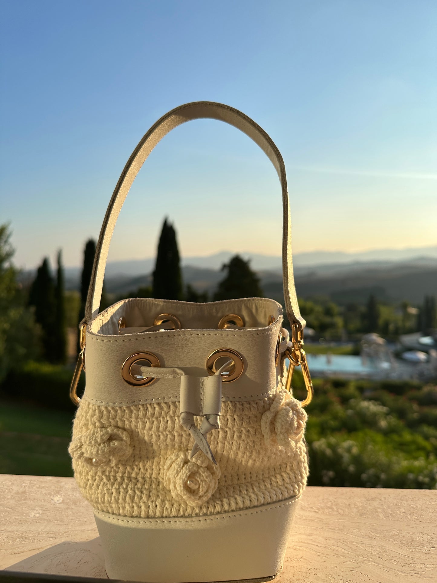 Anggrek Crochet Leather Bag
